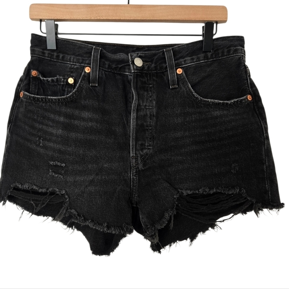 Levi's Black Distressed Jean Shorts Size 29
